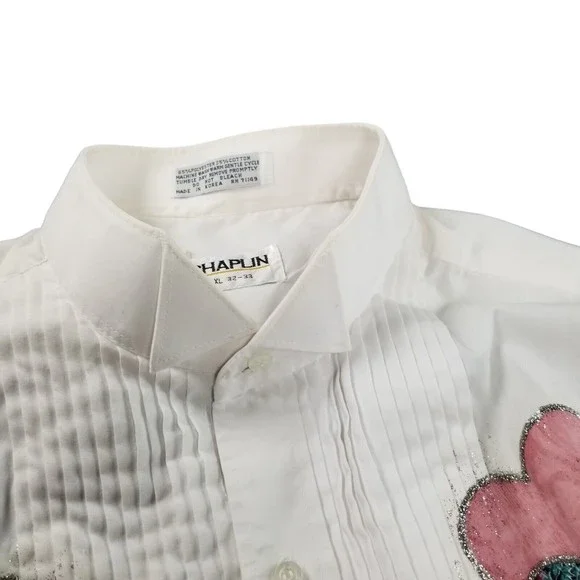 Vintage 90s Tuxedo Shirt Chaplin White Hearts Embellishment Womens Size 2X /3X - Picture 15 of 16
